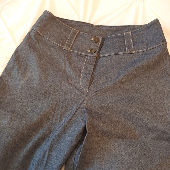 Donna Y2k shiny blue grey copped flared trouser pants. Size 8 - Picture 2 of 13